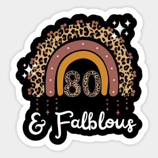 80 Years Old Fabulous Rainbow Leopard 80th Birthday Sticker